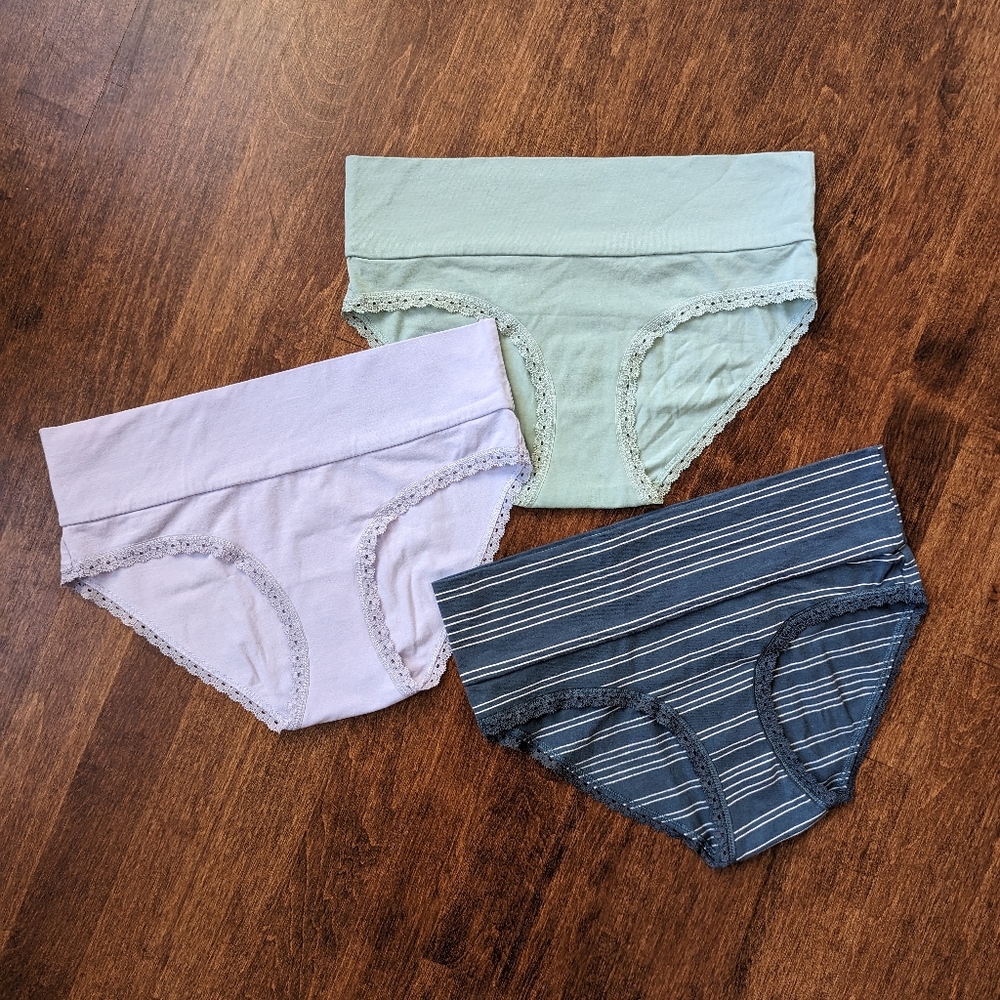 Set of Three Pact Maternity Foldover Underwear Size Small